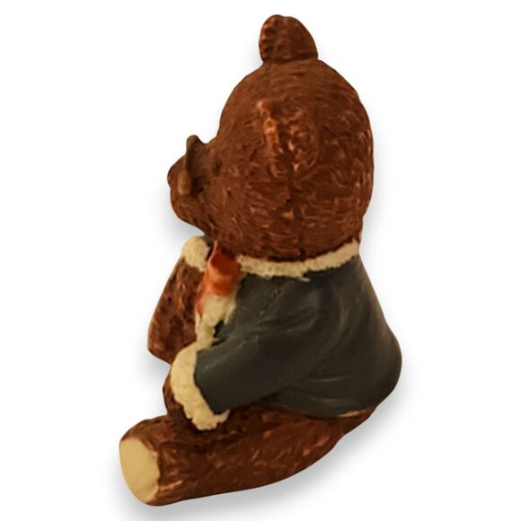 Lot of 3 Vintage Resin Teddy Bear Figurines Kitsch 80s 90s Decor Overalls PJs - Picture 11 of 16